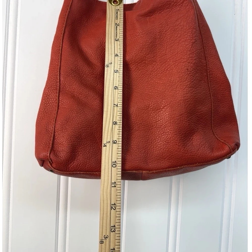 American Leather Co. Austin Triple Entry Bucket Purse Red Hobo Bag